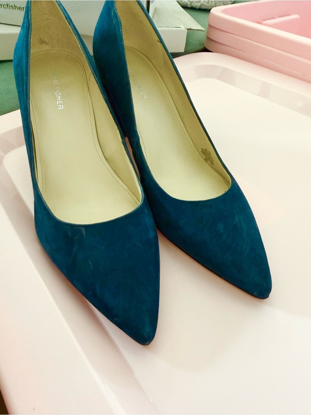 Marc Fisher Teal Pointed-Toe Pumps